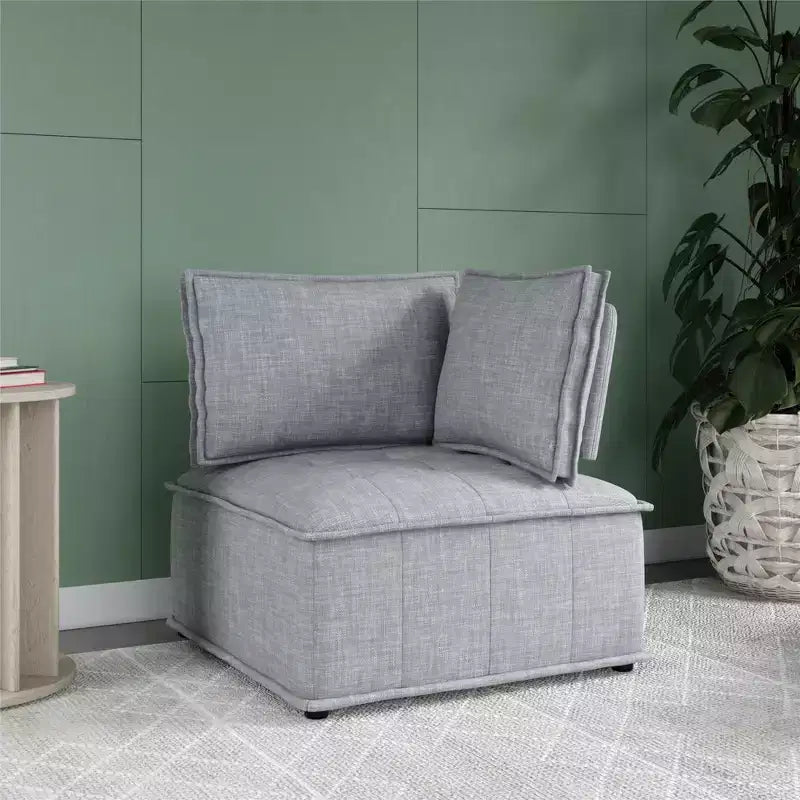 Chaise d'angle pour canapé sectionnel modulable, Lin gris