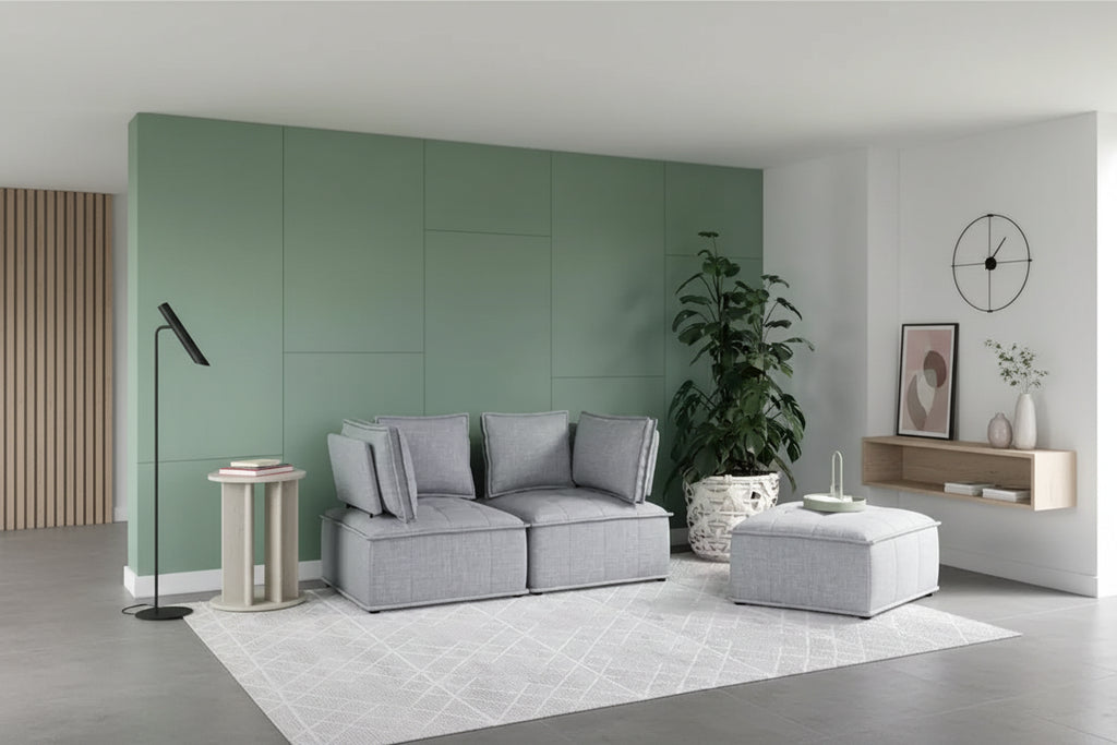 Chaise d'angle pour canapé sectionnel modulable, Lin gris
