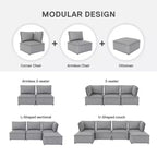 Chaise d'angle pour canapé sectionnel modulable, Lin gris