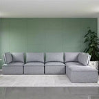 Chaise d'angle pour canapé sectionnel modulable, Lin gris