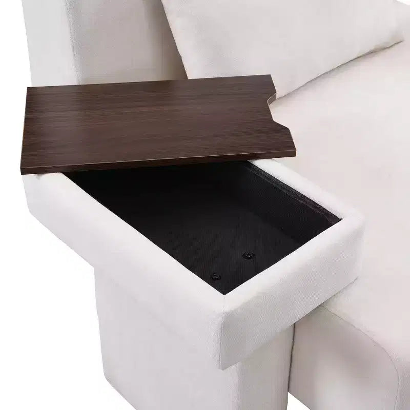 Fauteuil d'appoint surdimensionné de 122 cm de large avec coussin et plateau en bois intégré, fauteuil confortable et moderne - ModernLuxe