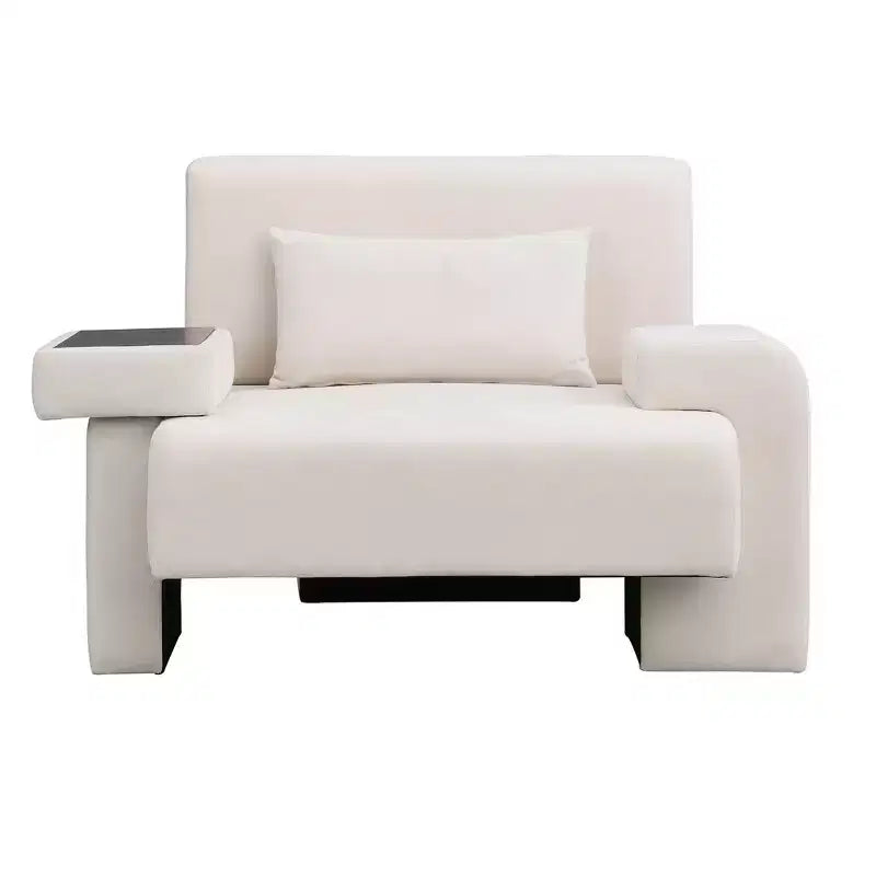 Fauteuil d'appoint surdimensionné de 122 cm de large avec coussin et plateau en bois intégré, fauteuil confortable et moderne - ModernLuxe