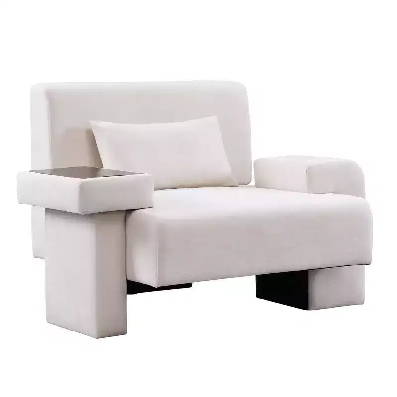 Fauteuil d'appoint surdimensionné de 122 cm de large avec coussin et plateau en bois intégré, fauteuil confortable et moderne - ModernLuxe
