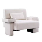 Fauteuil d'appoint surdimensionné de 122 cm de large avec coussin et plateau en bois intégré, fauteuil confortable et moderne - ModernLuxe