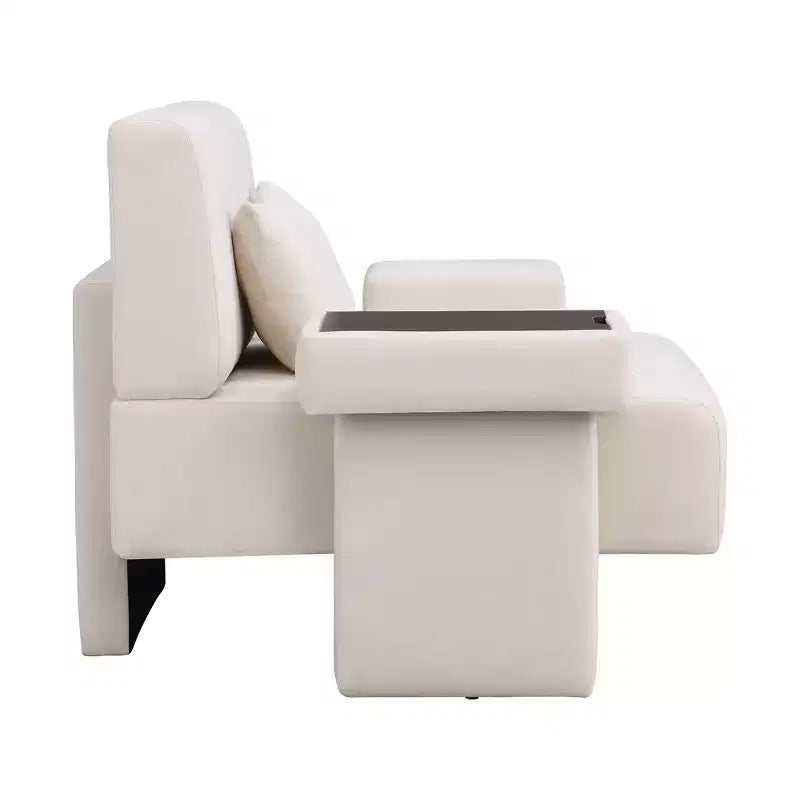 Fauteuil d'appoint surdimensionné de 122 cm de large avec coussin et plateau en bois intégré, fauteuil confortable et moderne - ModernLuxe