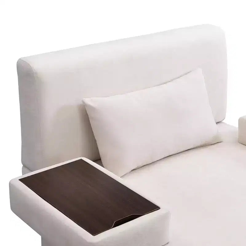Fauteuil d'appoint surdimensionné de 122 cm de large avec coussin et plateau en bois intégré, fauteuil confortable et moderne - ModernLuxe