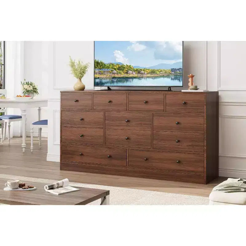Commodes et chiffonniers à 12 tiroirs, Commode de rangement en bois avec prise de courant
