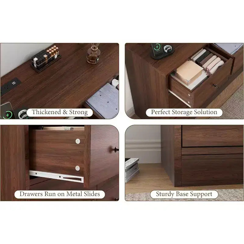 Commodes et chiffonniers à 12 tiroirs, Commode de rangement en bois avec prise de courant