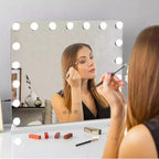 Miroir de courtoisie Hollywood avec 17 lumières LED à intensité variable en blanc