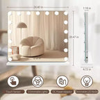 Miroir de courtoisie Hollywood avec 17 lumières LED à intensité variable en blanc