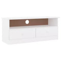 vidaXL ALTA TV Cabinet - Solid Pine Wood TV Stand with Drawers - White, Scandinavian Styling, Ample Storage Space, 39.4x13.8x16.1