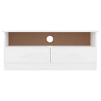 vidaXL Meuble TV ALTA – Meuble TV en bois de pin massif avec tiroirs – Blanc, style scandinave, grand espace de rangement, 100x35x41 cm