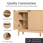 Meuble de rangement 4 portes cannelées Best Choice Products avec portes à fermeture amortie, meuble d'appoint polyvalent