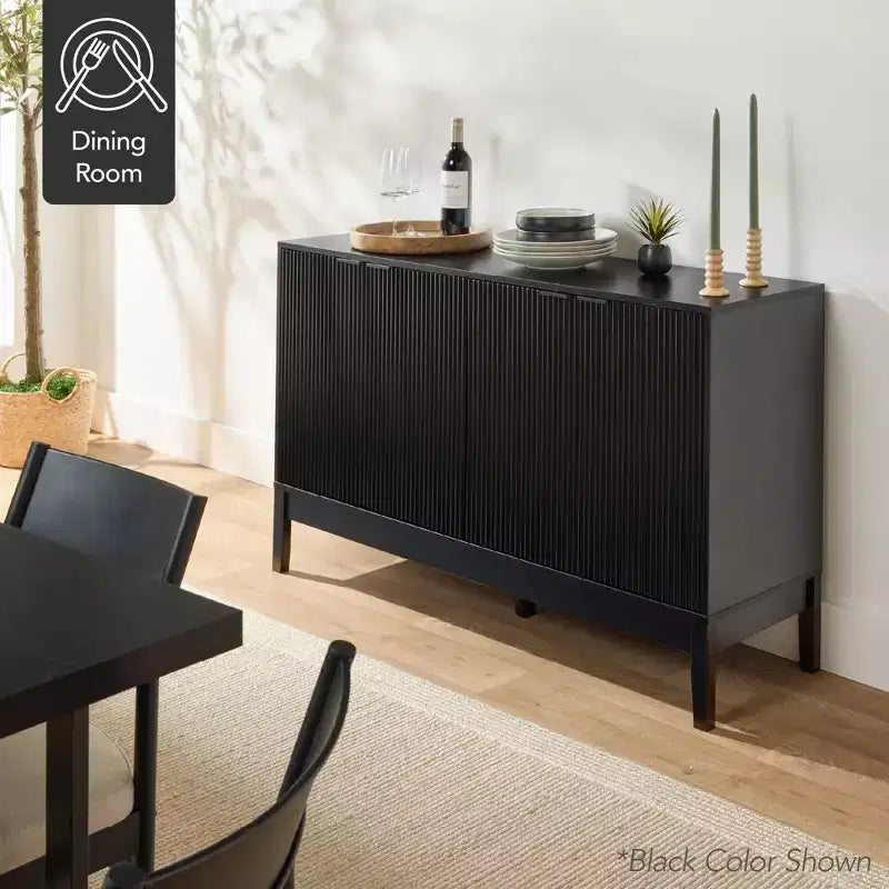 Meuble de rangement 4 portes cannelées Best Choice Products avec portes à fermeture amortie, meuble d'appoint polyvalent