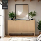 Meuble de rangement 4 portes cannelées Best Choice Products avec portes à fermeture amortie, meuble d'appoint polyvalent