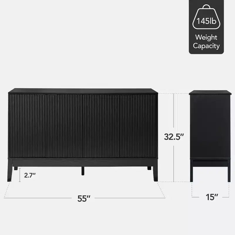 Meuble de rangement 4 portes cannelées Best Choice Products avec portes à fermeture amortie, meuble d'appoint polyvalent