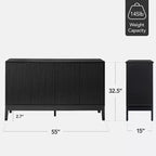 Meuble de rangement 4 portes cannelées Best Choice Products avec portes à fermeture amortie, meuble d'appoint polyvalent