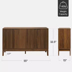 Meuble de rangement 4 portes cannelées Best Choice Products avec portes à fermeture amortie, meuble d'appoint polyvalent