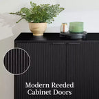 Meuble de rangement 4 portes cannelées Best Choice Products avec portes à fermeture amortie, meuble d'appoint polyvalent