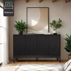 Meuble de rangement 4 portes cannelées Best Choice Products avec portes à fermeture amortie, meuble d'appoint polyvalent