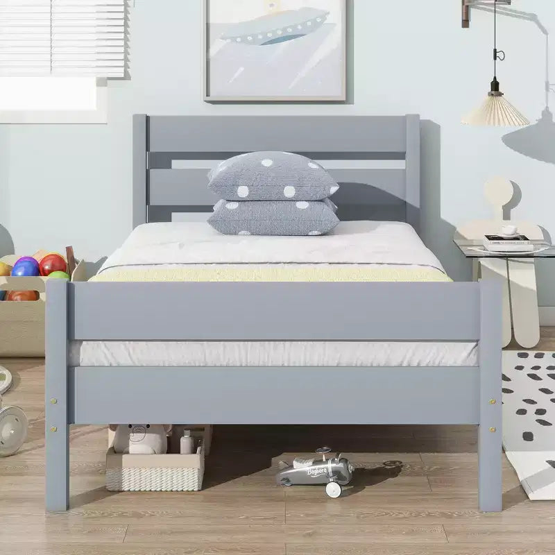 Lit de rangement Whisen pour une personne avec tête de lit – Cadre en bois d'hévéa massif, design peu encombrant et rangement sous le lit