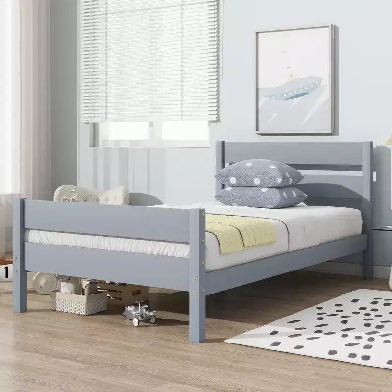 Lit de rangement Whisen pour une personne avec tête de lit – Cadre en bois d'hévéa massif, design peu encombrant et rangement sous le lit
