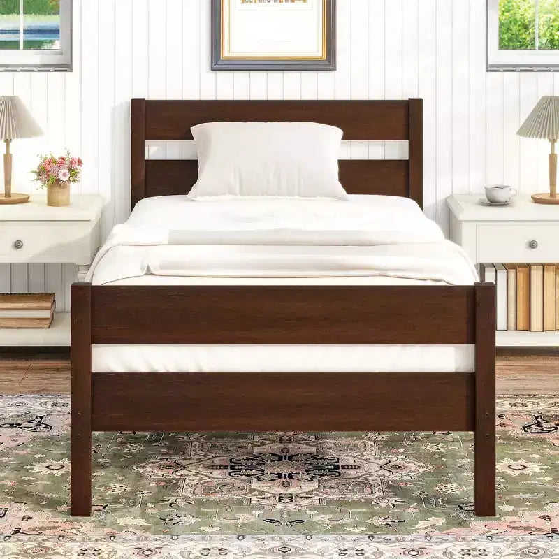 Lit de rangement Whisen pour une personne avec tête de lit – Cadre en bois d'hévéa massif, design peu encombrant et rangement sous le lit