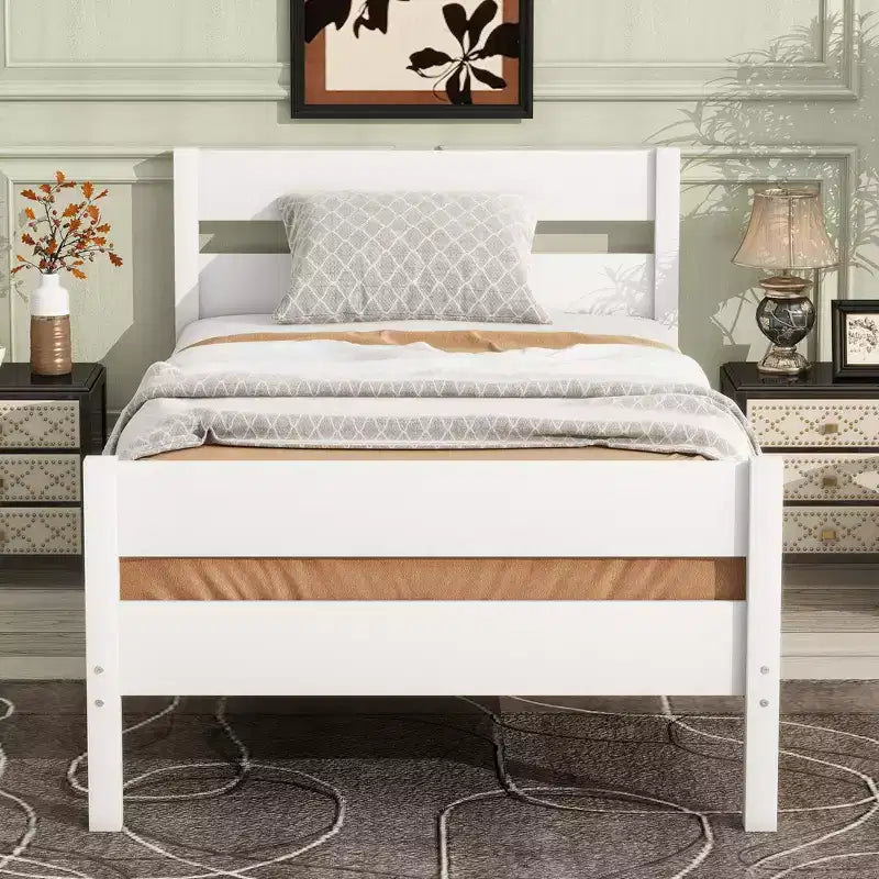 Lit de rangement Whisen pour une personne avec tête de lit – Cadre en bois d'hévéa massif, design peu encombrant et rangement sous le lit