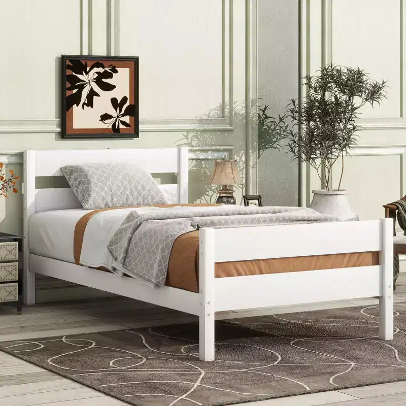 Lit de rangement Whisen pour une personne avec tête de lit – Cadre en bois d'hévéa massif, design peu encombrant et rangement sous le lit