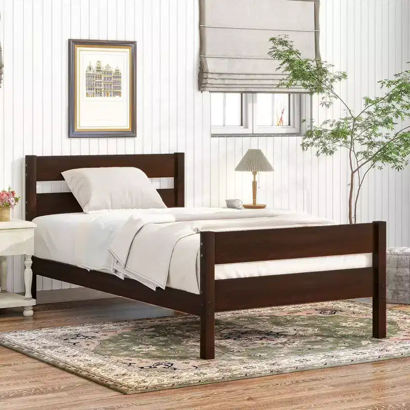 Lit de rangement Whisen pour une personne avec tête de lit – Cadre en bois d'hévéa massif, design peu encombrant et rangement sous le lit