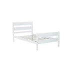 Lit de rangement Whisen pour une personne avec tête de lit – Cadre en bois d'hévéa massif, design peu encombrant et rangement sous le lit