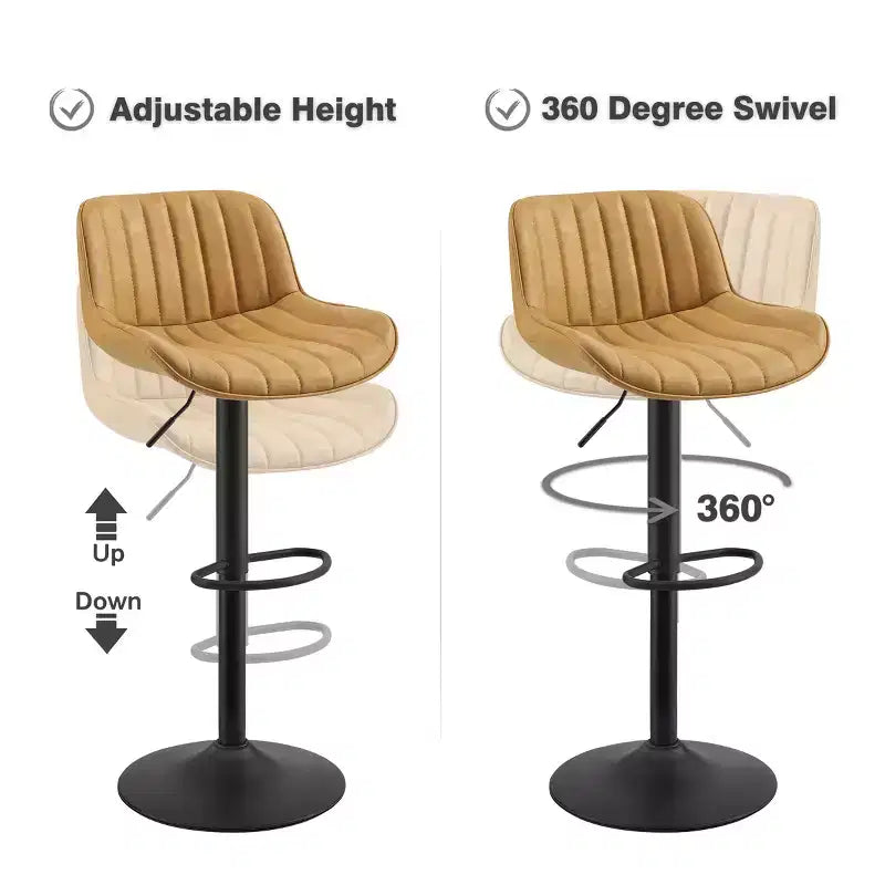 Art Leon Lot de 2 tabourets de bar pivotants et réglables en hauteur en similicuir