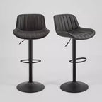 Art Leon Set of 2 Faux Leather Swivel and Height Adjustable Barstool
