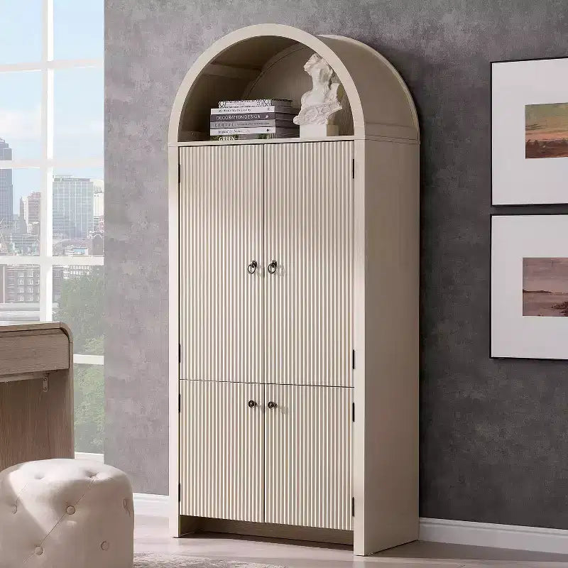 Garde-manger haut et arqué de 71 po, armoire de rangement moderne avec 3 tablettes réglables, 6 tablettes de porte, pour cuisine, salon