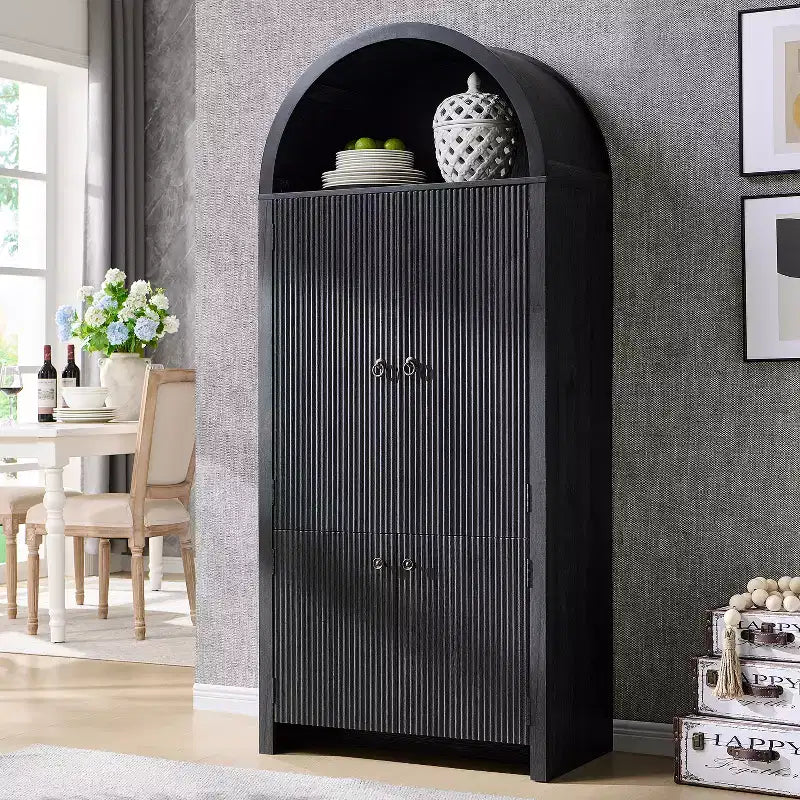 Garde-manger haut et arqué de 71 po, armoire de rangement moderne avec 3 tablettes réglables, 6 tablettes de porte, pour cuisine, salon