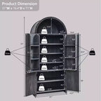 Garde-manger haut et arqué de 71 po, armoire de rangement moderne avec 3 tablettes réglables, 6 tablettes de porte, pour cuisine, salon