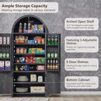 Garde-manger haut et arqué de 71 po, armoire de rangement moderne avec 3 tablettes réglables, 6 tablettes de porte, pour cuisine, salon