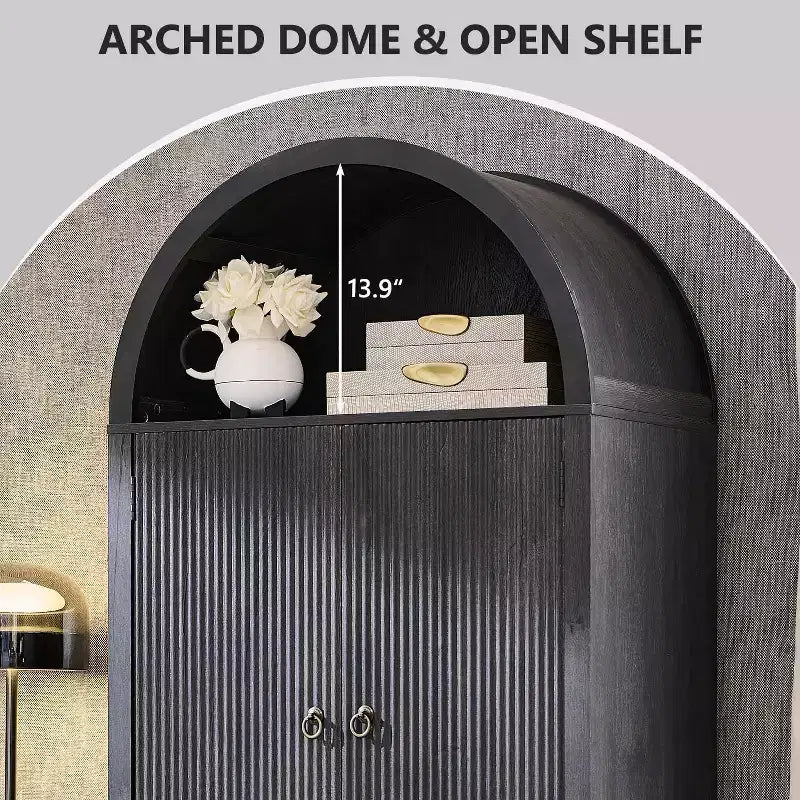 Garde-manger haut et arqué de 71 po, armoire de rangement moderne avec 3 tablettes réglables, 6 tablettes de porte, pour cuisine, salon