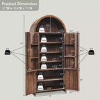 Garde-manger haut et arqué de 71 po, armoire de rangement moderne avec 3 tablettes réglables, 6 tablettes de porte, pour cuisine, salon