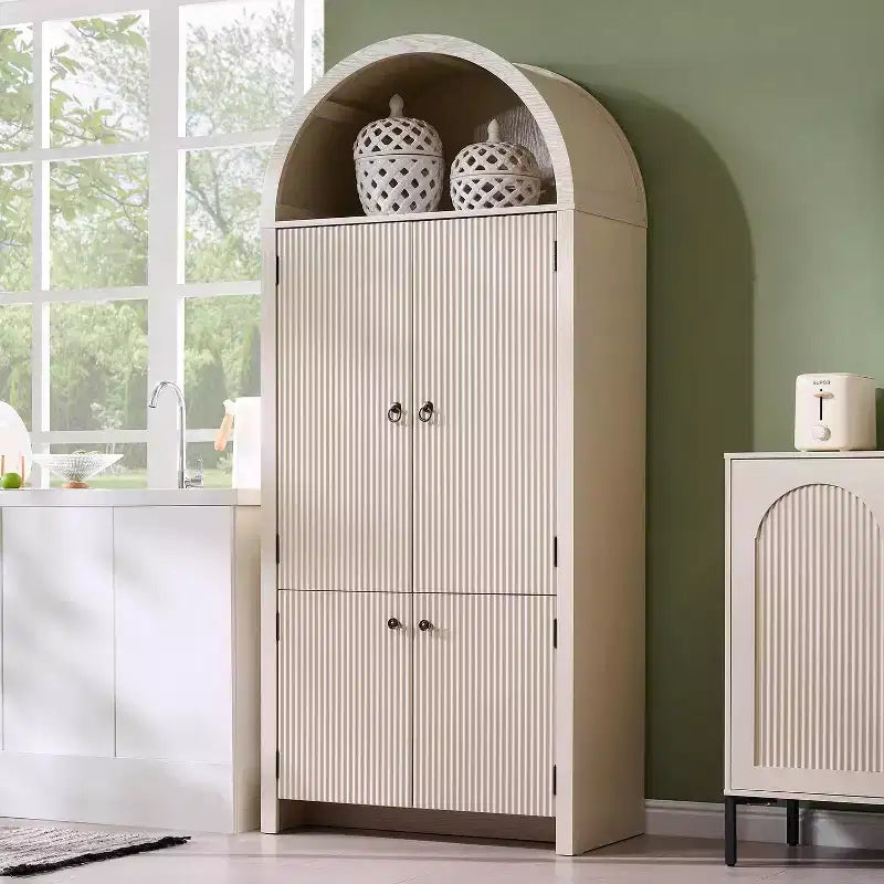 Garde-manger haut et arqué de 71 po, armoire de rangement moderne avec 3 tablettes réglables, 6 tablettes de porte, pour cuisine, salon