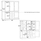 Whisen Meuble de Cuisine Autoportant en Bois de 185 cm avec Tiroirs et Étagères Réglables pour Rangement et Organisation dans la Salle à Manger ou la Cuisine