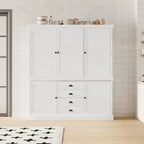 Whisen Meuble de Cuisine Autoportant en Bois de 185 cm avec Tiroirs et Étagères Réglables pour Rangement et Organisation dans la Salle à Manger ou la Cuisine