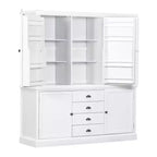 Whisen Meuble de Cuisine Autoportant en Bois de 185 cm avec Tiroirs et Étagères Réglables pour Rangement et Organisation dans la Salle à Manger ou la Cuisine