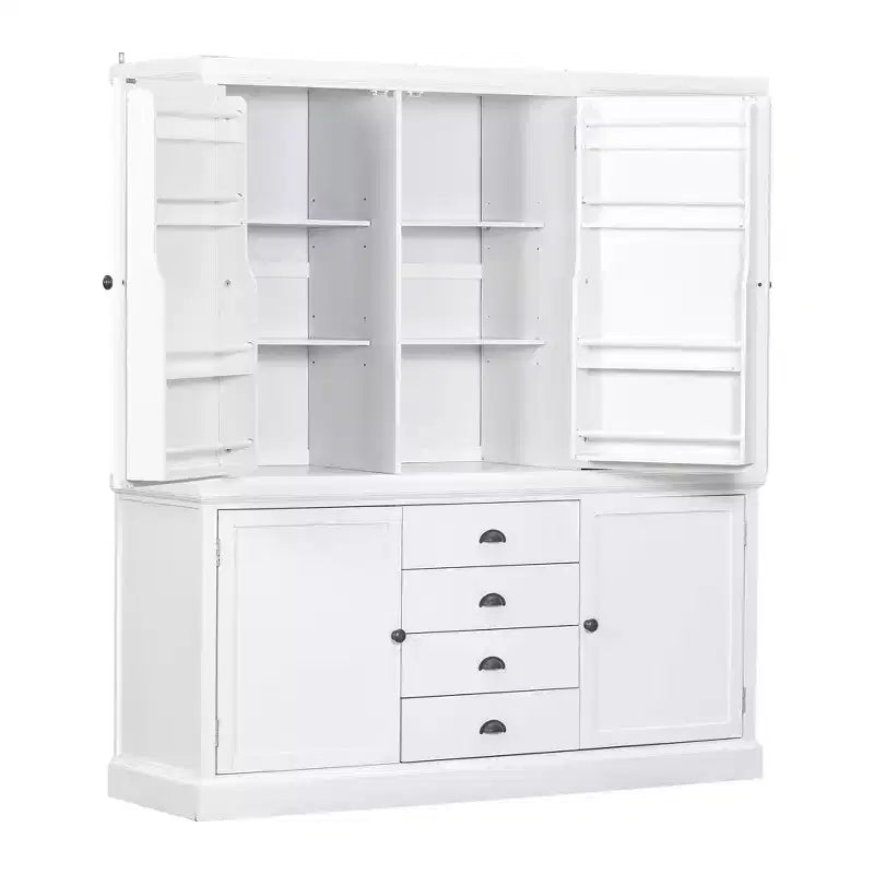Whisen Meuble de Cuisine Autoportant en Bois de 185 cm avec Tiroirs et Étagères Réglables pour Rangement et Organisation dans la Salle à Manger ou la Cuisine
