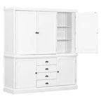 Whisen Meuble de Cuisine Autoportant en Bois de 185 cm avec Tiroirs et Étagères Réglables pour Rangement et Organisation dans la Salle à Manger ou la Cuisine