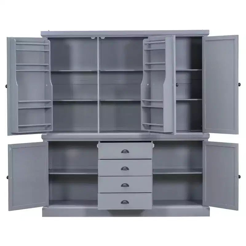 Whisen Meuble de Cuisine Autoportant en Bois de 185 cm avec Tiroirs et Étagères Réglables pour Rangement et Organisation dans la Salle à Manger ou la Cuisine
