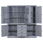Whisen Meuble de Cuisine Autoportant en Bois de 185 cm avec Tiroirs et Étagères Réglables pour Rangement et Organisation dans la Salle à Manger ou la Cuisine