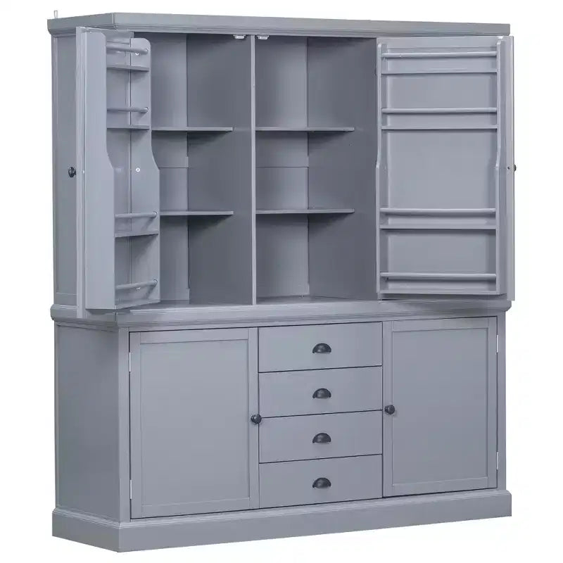 Whisen Meuble de Cuisine Autoportant en Bois de 185 cm avec Tiroirs et Étagères Réglables pour Rangement et Organisation dans la Salle à Manger ou la Cuisine