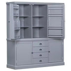 Whisen Meuble de Cuisine Autoportant en Bois de 185 cm avec Tiroirs et Étagères Réglables pour Rangement et Organisation dans la Salle à Manger ou la Cuisine