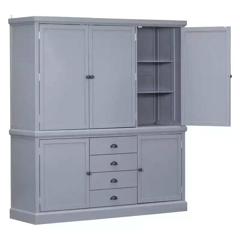 Whisen Meuble de Cuisine Autoportant en Bois de 185 cm avec Tiroirs et Étagères Réglables pour Rangement et Organisation dans la Salle à Manger ou la Cuisine